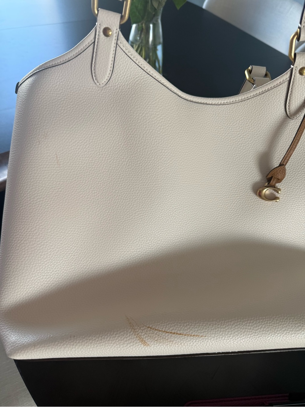 Coach Cream Leather Tote with Brown Signature Pouch - Picture 5 of 8